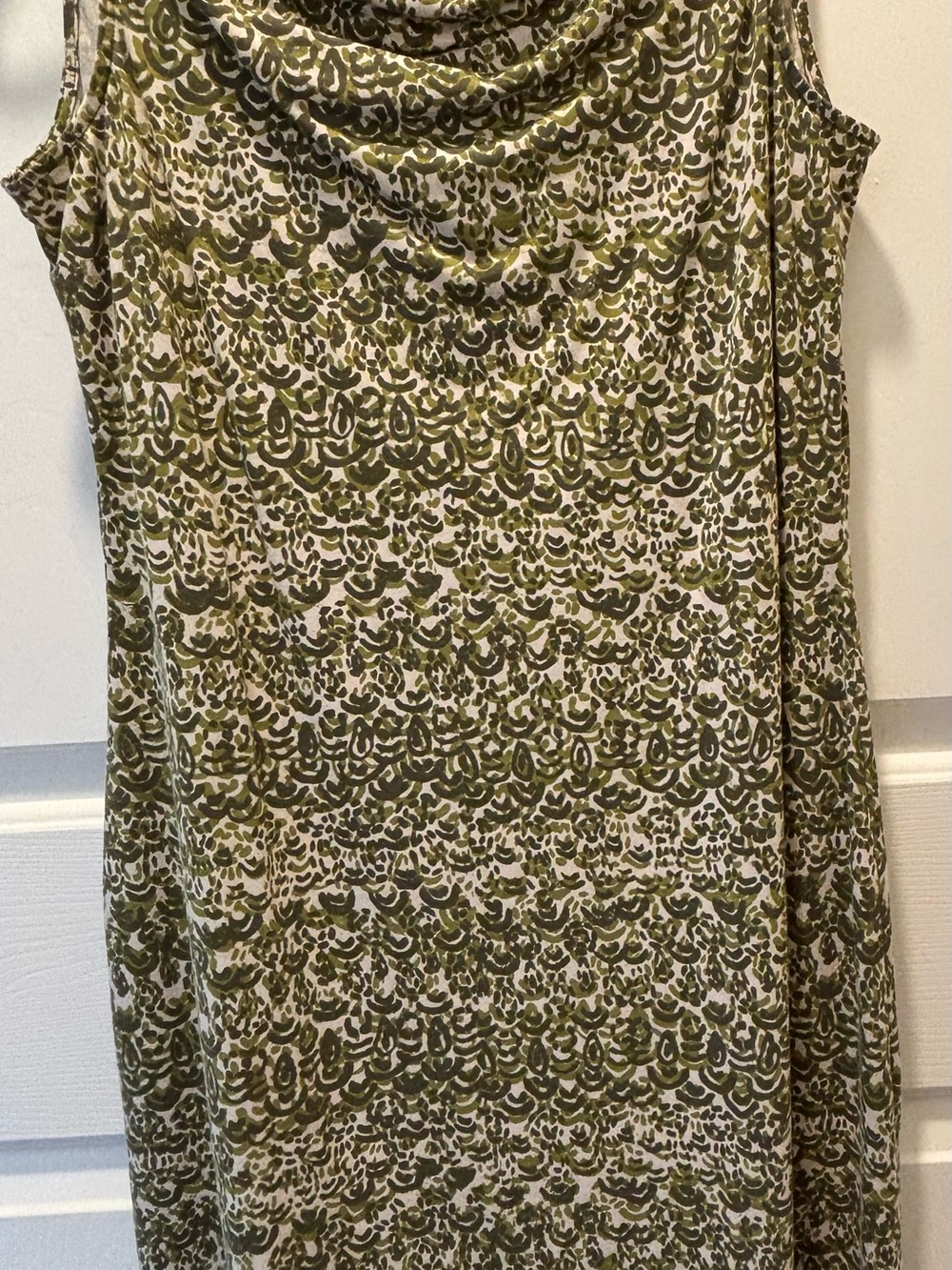 Title Nine Olive and Gray Printed Sleeveless Dress